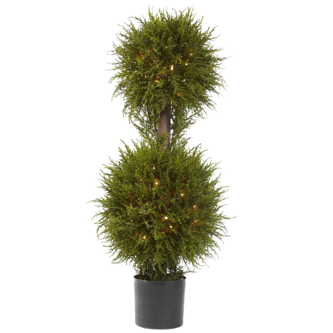 3.5ft. Pre-Lit Potted Cedar Double Ball Topiary Tree